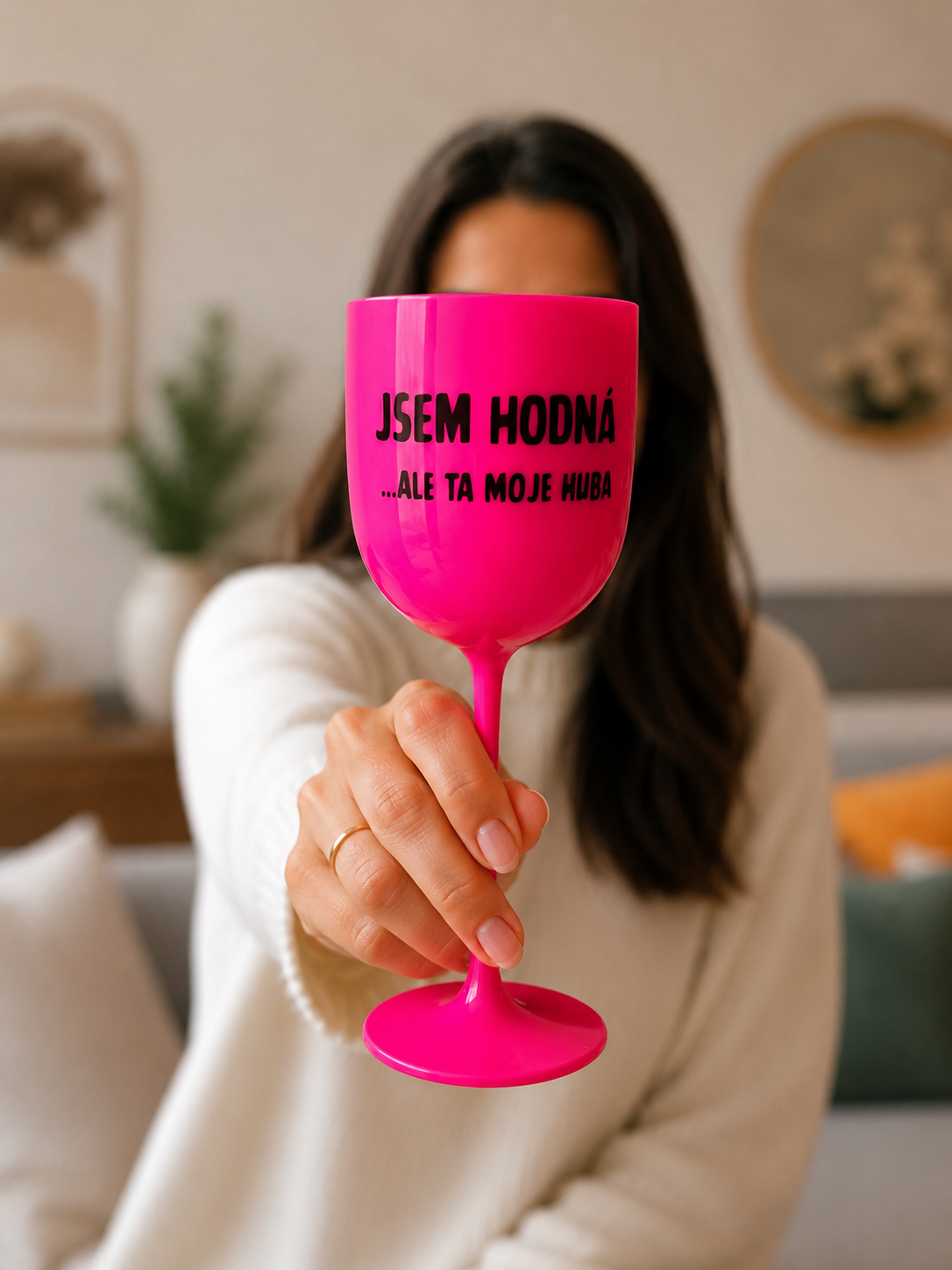 Plastová sklenička “Jsem hodná…ale ta moje huba” růžová