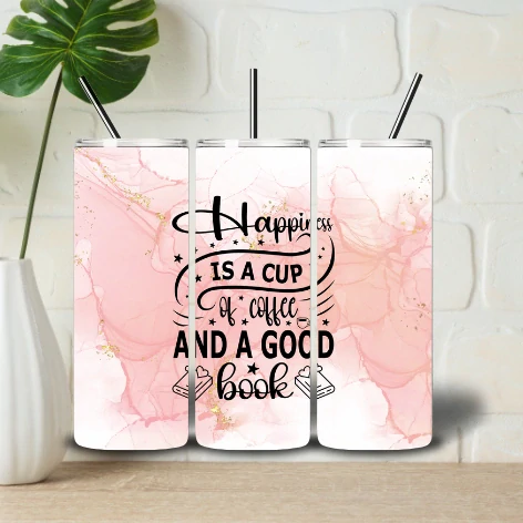 Tumbler Happiness is a cup od coffee and a good book 2