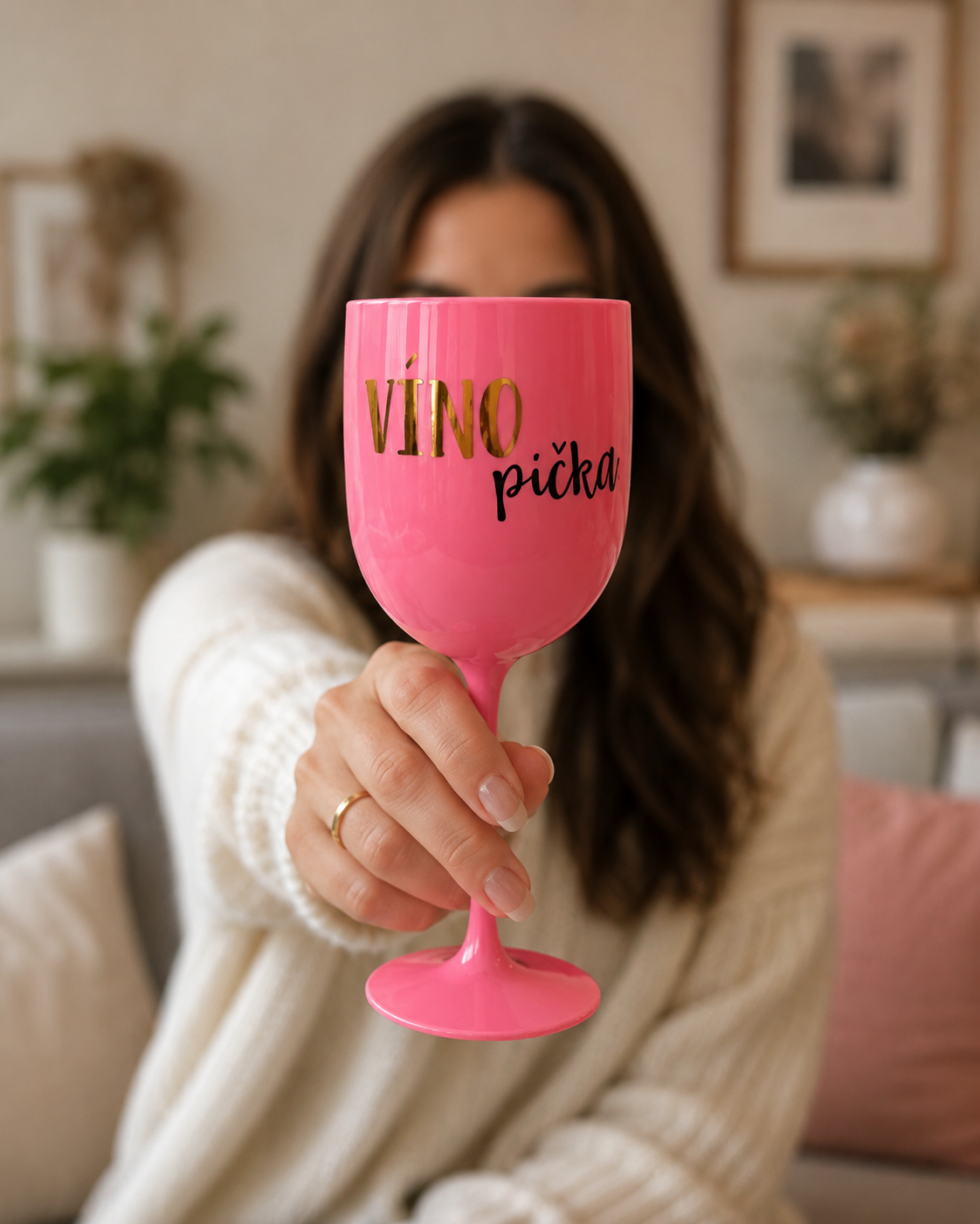 Plastová sklenička “VÍNOpička” sv. růžová