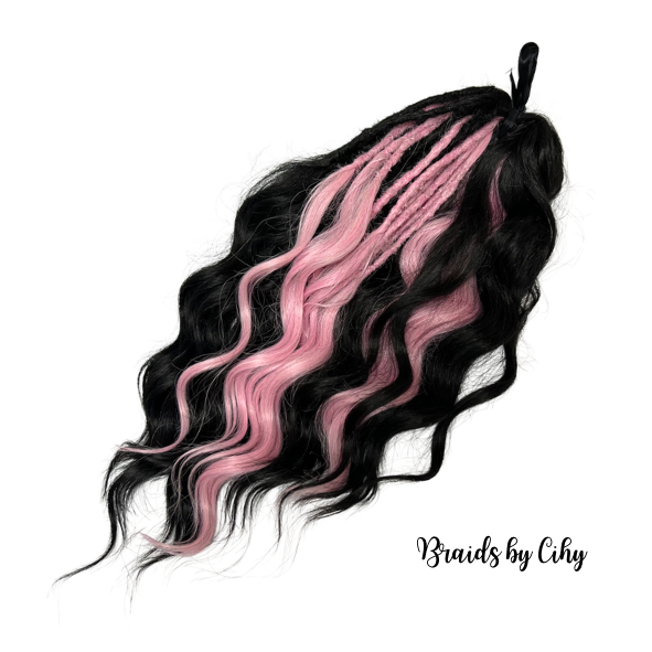 Set dreadovlnek Černo-růžový
