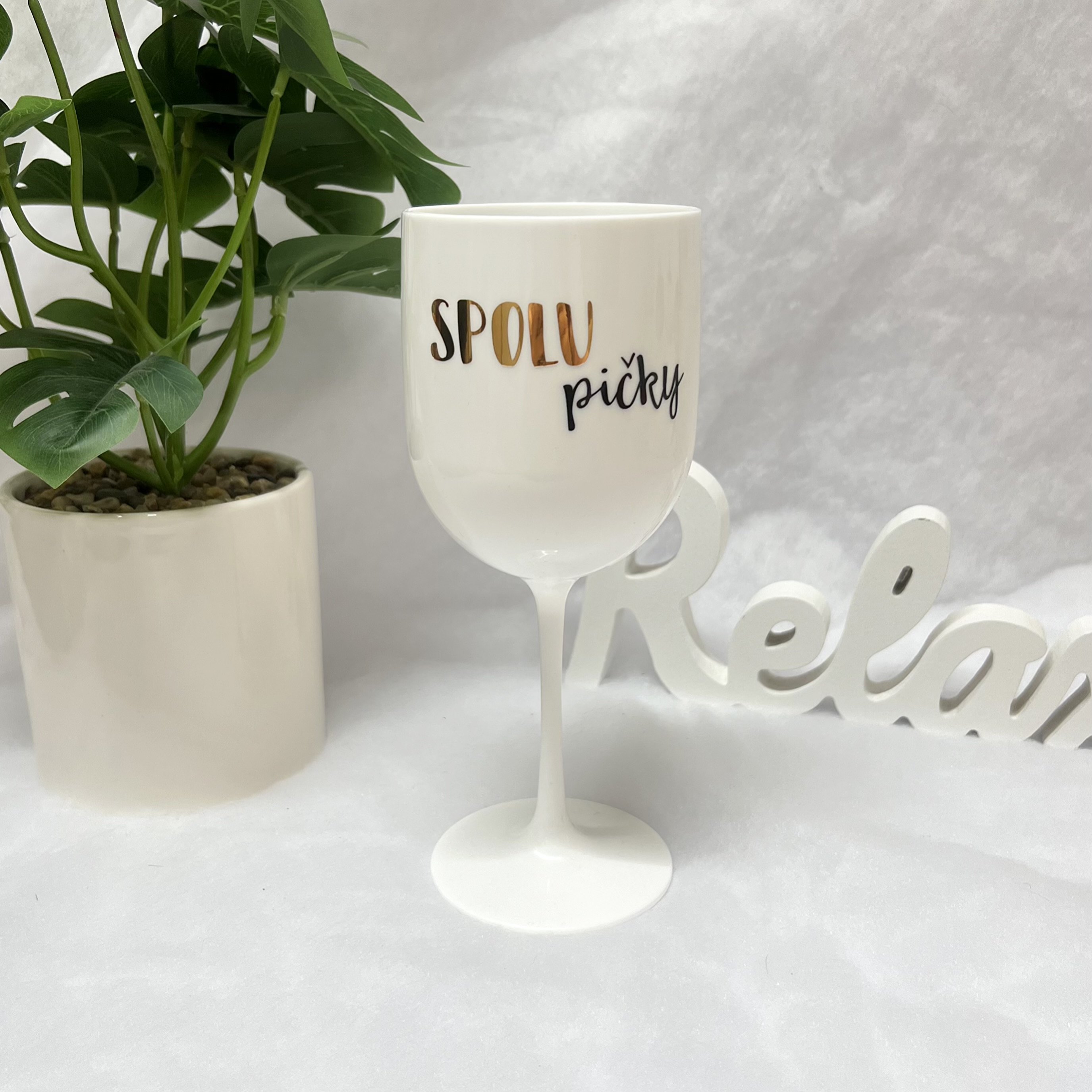 Plastová sklenička Spolupičky bílá