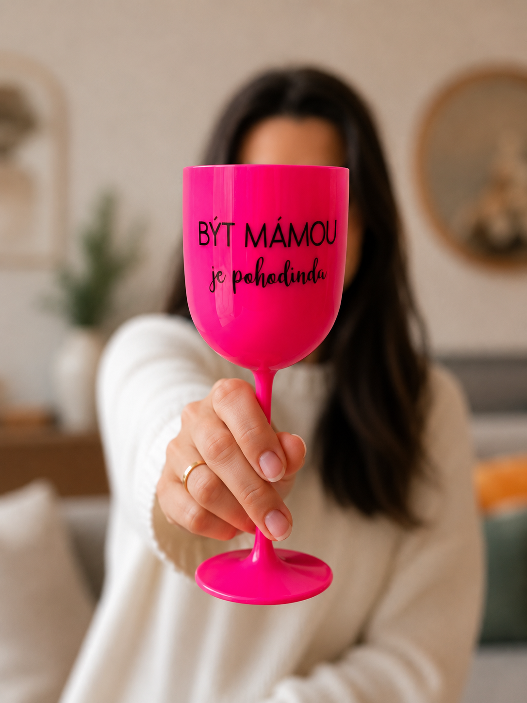 Plastová sklenička “Být mámou je pohodinda” růžová