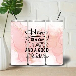 Tumbler Happiness is a cup od coffee and a good book 2
