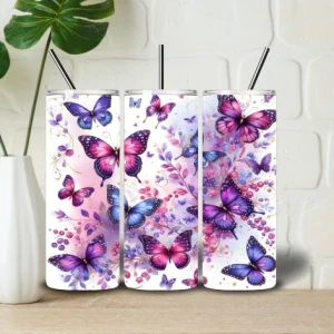 Tumbler Purple butterflies 2