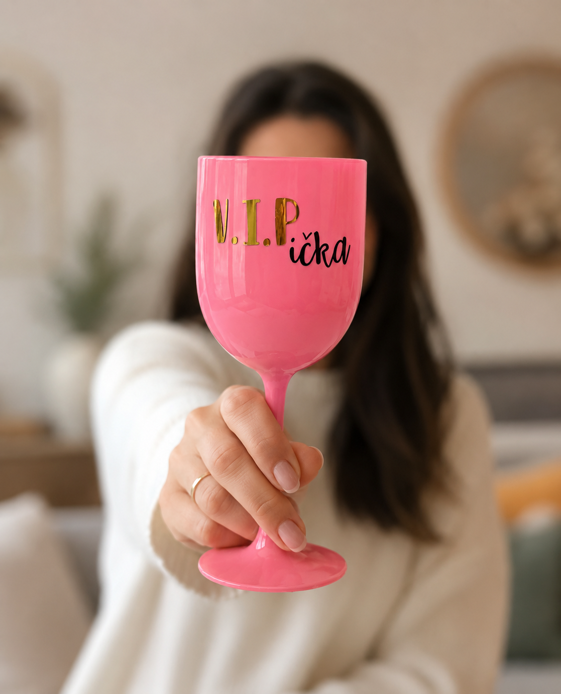 Plastová sklenička “V.I.Pička” růžová