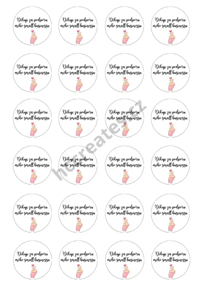 Samolepky Děkuji za podporu mého podnikání s webovou adresou