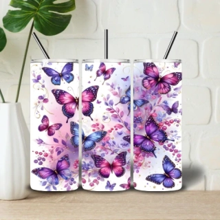 Tumbler Purple butterflies 2